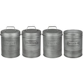 Kit 3 Latas Porta Condimentos para Açúcar Café e Biscoitos e 1 Porta Utensílios em Aço Soho Yoi Grafite